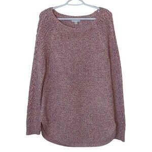 New York & Company Marled Knit Sweater Pink‎ Metallic Thread Long Sleeve Size L